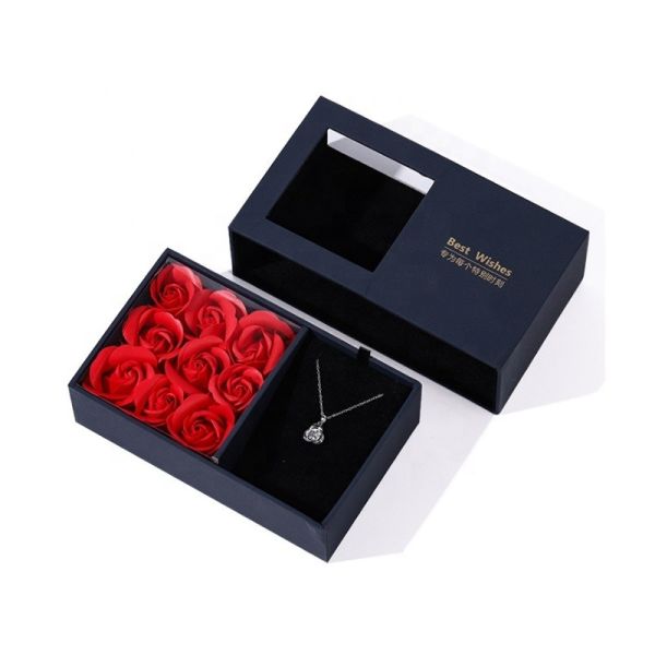 Упаковка шкатулок для драгоценностей картона Degradable розовых бумажных мешков рождества цветка черная