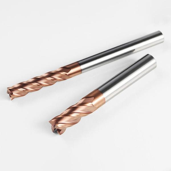 4-Flute Tungsten Carbide End Mill with 55-Degree Flat Cutting Edge and 35-Degree Helix Angle for CNC Applications