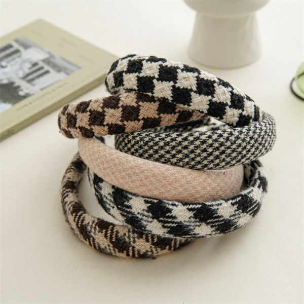 GLH006 Autumn winter thousand bird fabric hair band female top pressure hair wide edge clip