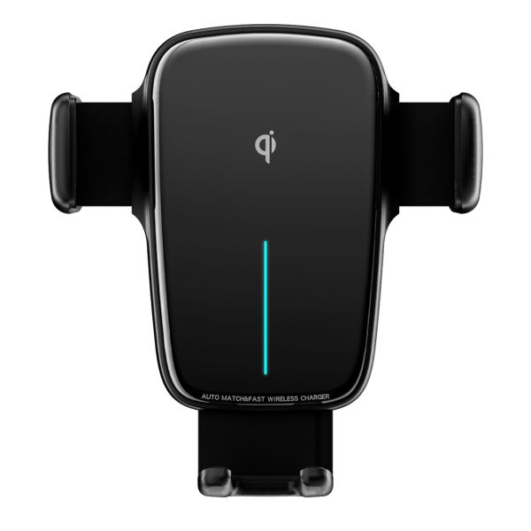 15W Fast Charging Wireless Car Phone Holder with Auto Matching Coil and Type C Connection