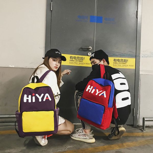 new Oxford cloth color contrast backpack fashion sports letters printed men's and women's outdoor leisure backpack