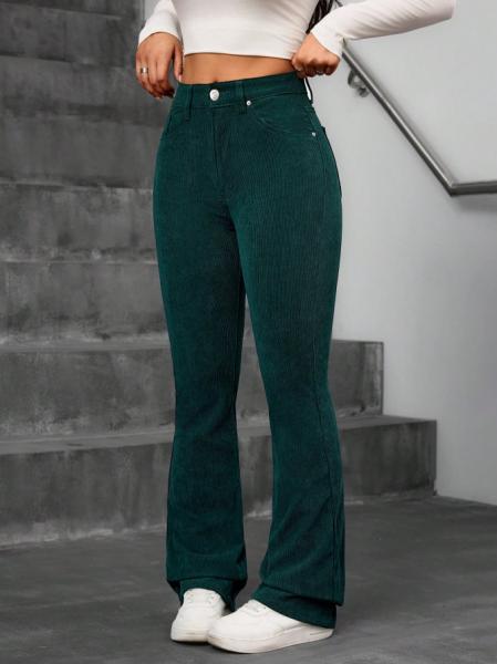 Dark green jeans corduroy stretch bell bottoms