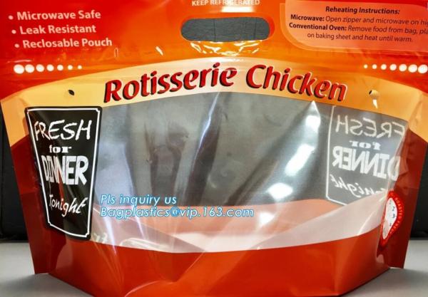 Anti Fog Function Plastic Zipper Roasted Chicken Packaging Bag, slide zipper hot chicken bags/ roasted chicken plastic p