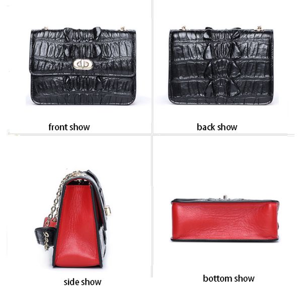 Fashion crocodile skull leather bag for women with one shoulder slung chain small square bag