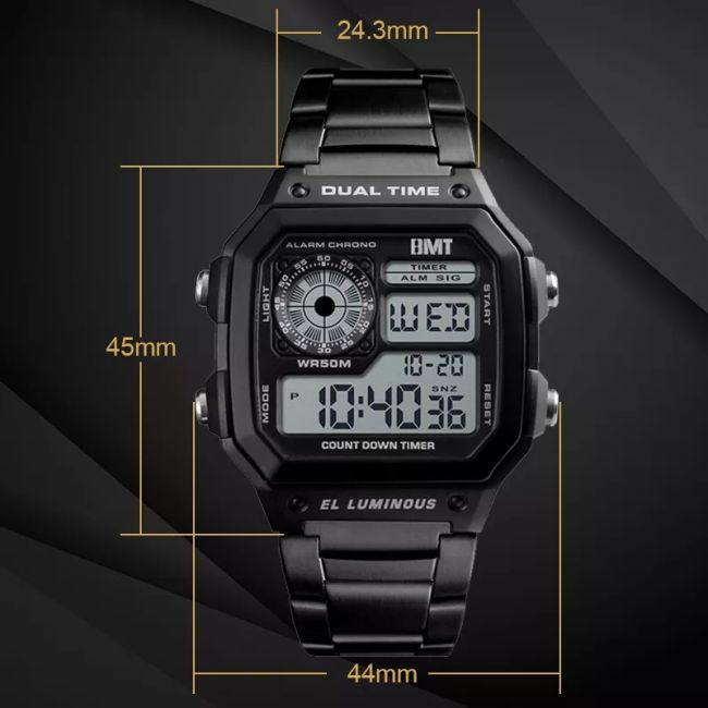 функциональное водоустойчивого OEM дозора 45mm приведенное нержавеющей сталью Goldtone Multi
