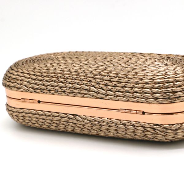 Leather Material Evening Clutch Handbag Rose Gold Color 20cm×10.5cm