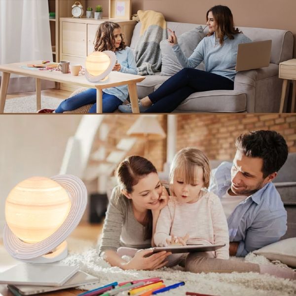 SAD Saturn Light Therapy Lamp, 10000 Lux, 3 Color Temperatures, Dimmable & Timer, Remote Control Included
