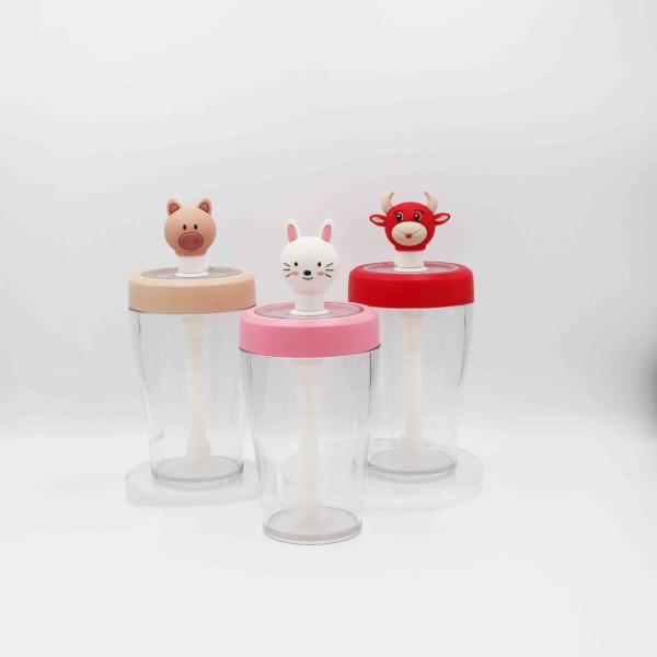 Eco Friendly FDA Plastic Straw Water Bottle Cartoon Type For Kids