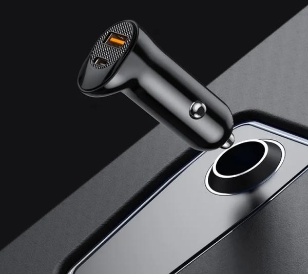 Metal Silver Pull Ring PD30W Super Fast Car Charger Invisible QC 3.0 Car Charger