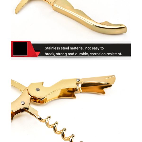 Harmless Kitchen Gadget Tools Gold Multi - Function Shrimp Head Knife Stainless Steel Wine Opener