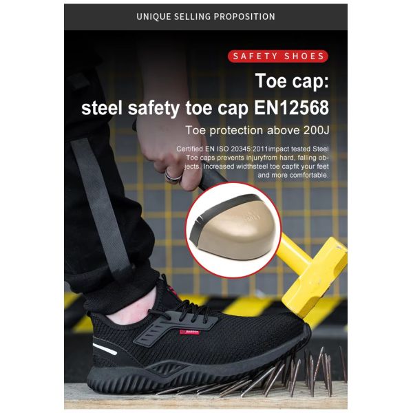 Zapatos de pie de acero para hombres, zapatos de seguridad de estilo deportivo para hombres