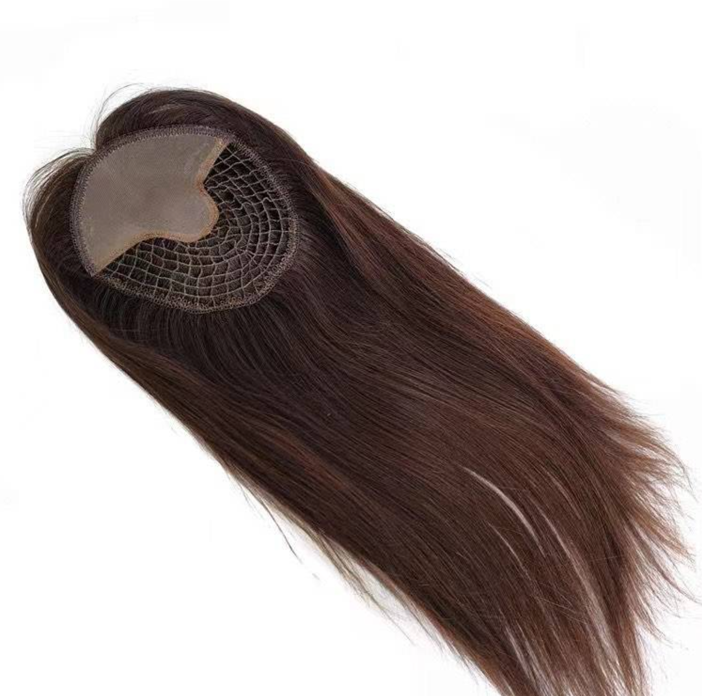 High Quality Natural Long Brown Integration Fishnet Base Virgin Multi Parting Hand Tied Human Hair Topper For Woman