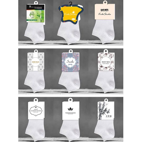 ODM Cardboard Clothing Tag Label Sock Wrap Labels Packaging 5x9