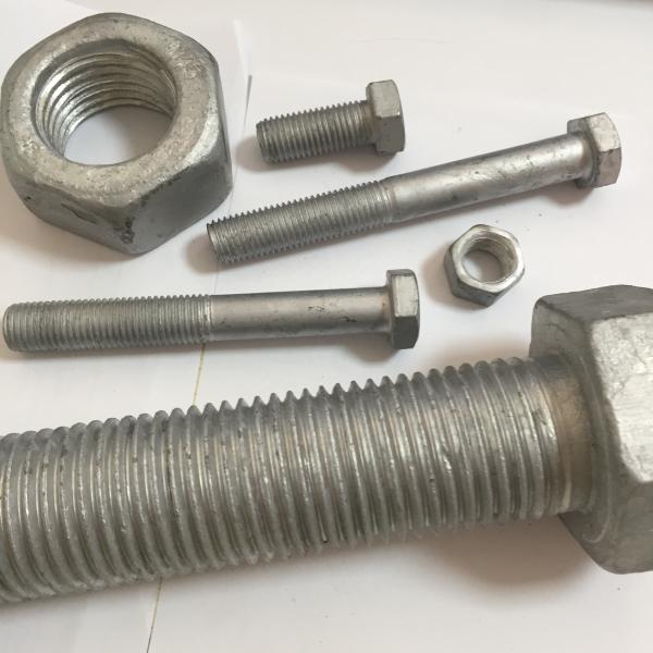 DIN Standard Hebei Fastener HDG Hot Dip Galvanized Hex Bolt and Nut with Yellow Zinc