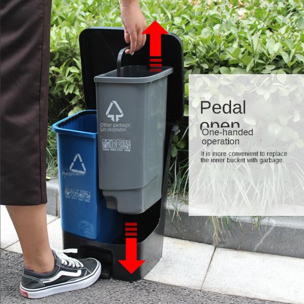 School Garbage Separation Bins 12 Liter Plastic Garbage Sorter Bin
