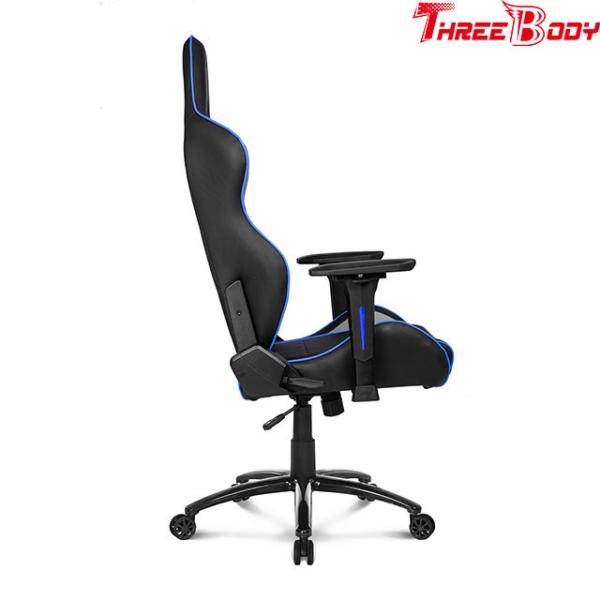 PU Leather X Racer Gaming Chair , Black And Blue Car Seat Computer Chair