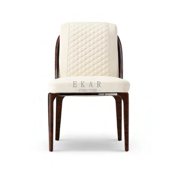 High End Solid Wood Frame White Leather Upholstery Italian Dining Chair  W006D6