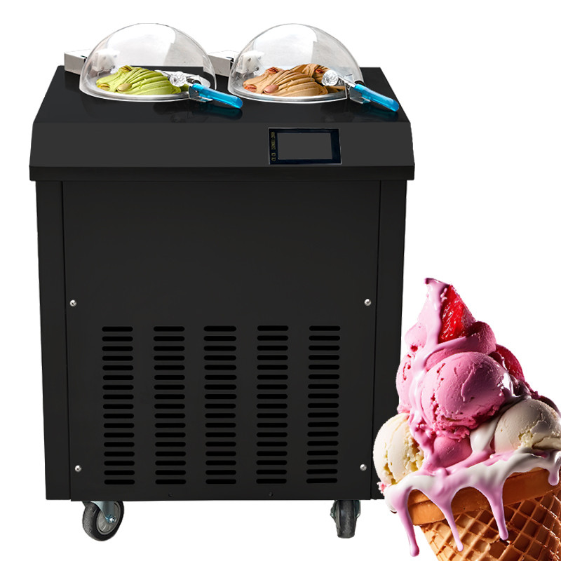Ce Automatic Fresh Fruits Vertical Gelato Hard Ice Cream Machine With Display Freezer