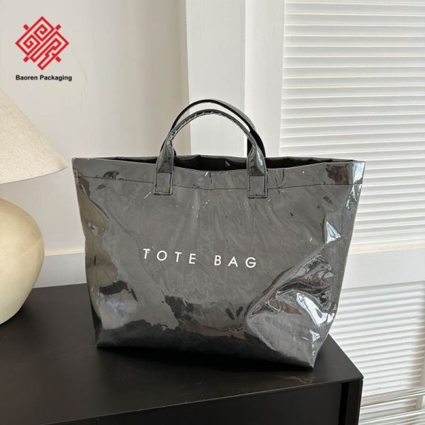 Fashion Dupont Paper Bag for Women 2026 New Trend Commuting Large Capacity Washable Tyvek Tote Shopping Bag with PVC Outer Layer