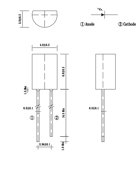 4.8x3.8x6.6mm Plastic Sealed IR Diode Infrared Receiving Tube 840nm - 1100nm IR Dip LED
