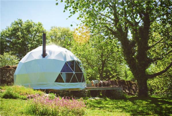 Resort Glamping Dome Tent Eco Friendly Custom Size House Camp White Transparent Cover
