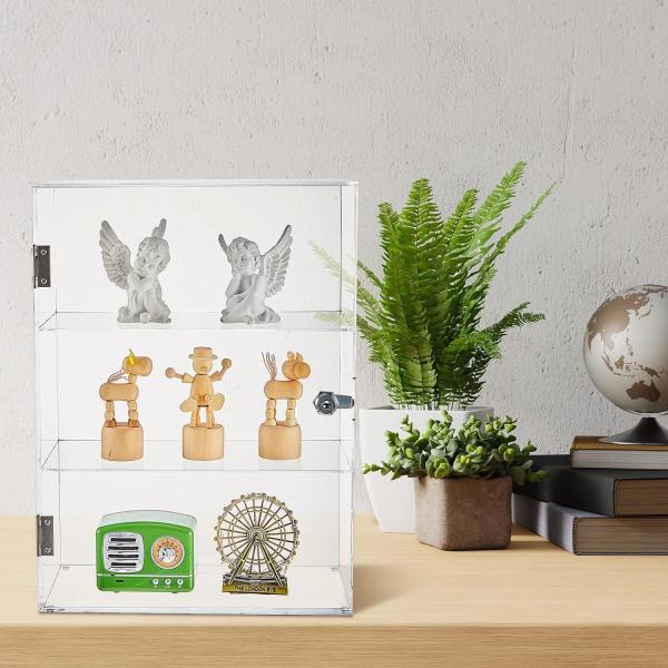 3-Laye Acrylic Showcase Display Cabinet Case With Lock Key Storage Box Collection Office Retail