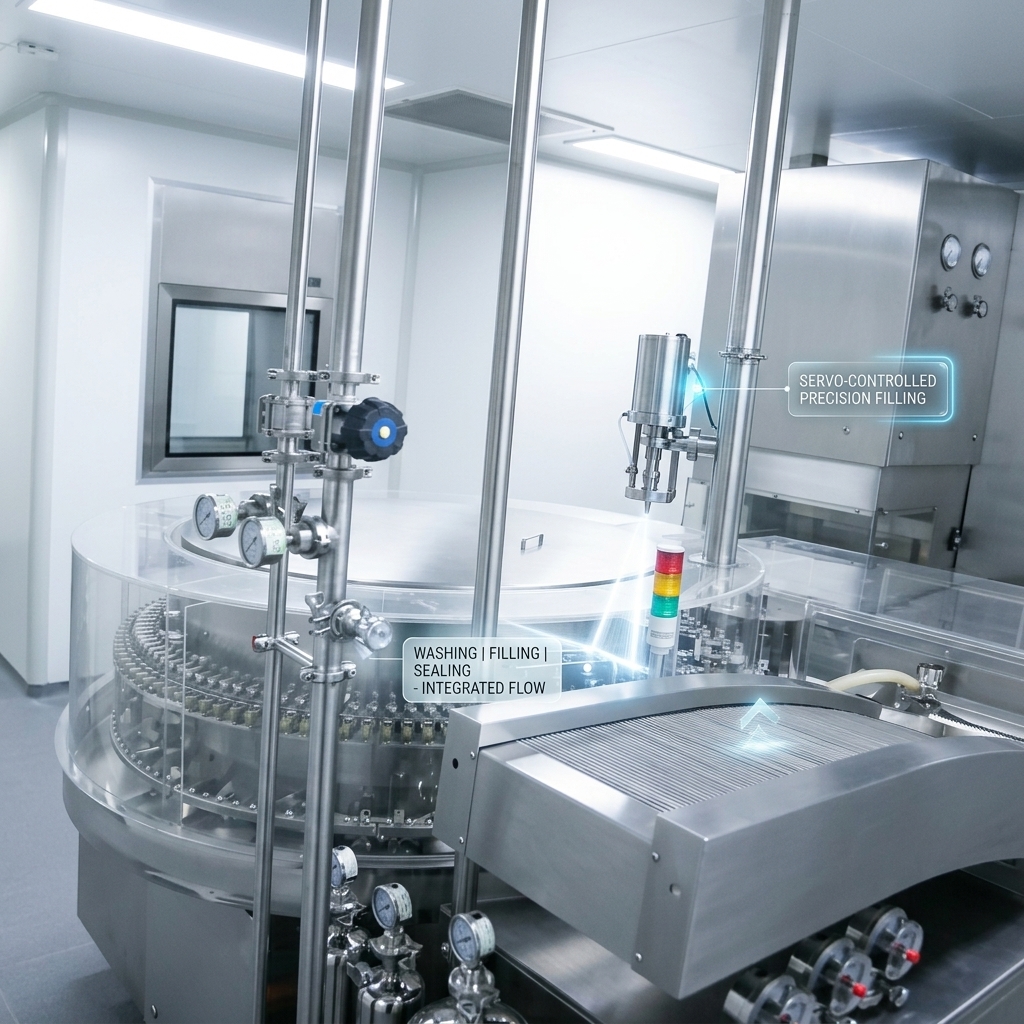 Injectable Production Ampoule Filling Machine with Continuous Washing Drying Filling and Sealing Line