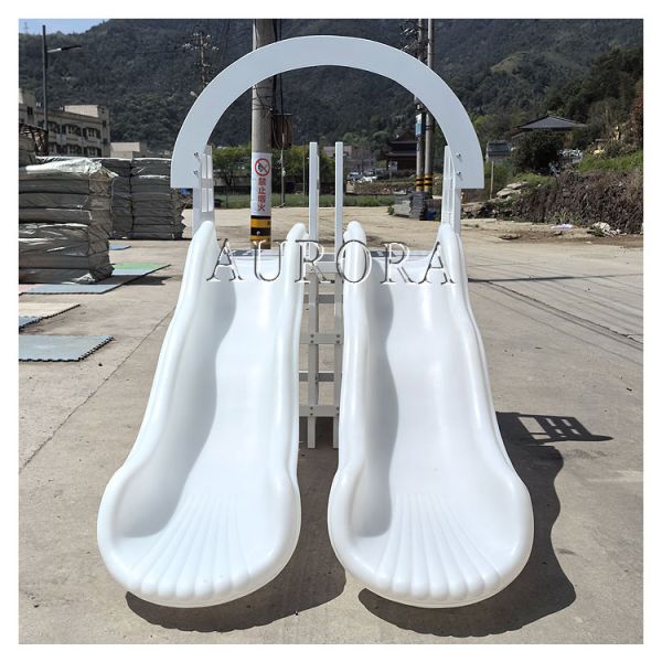 Outdoor Double Slide With Arch White Soft Play Equipment Plastic Slide Kids Play Slide