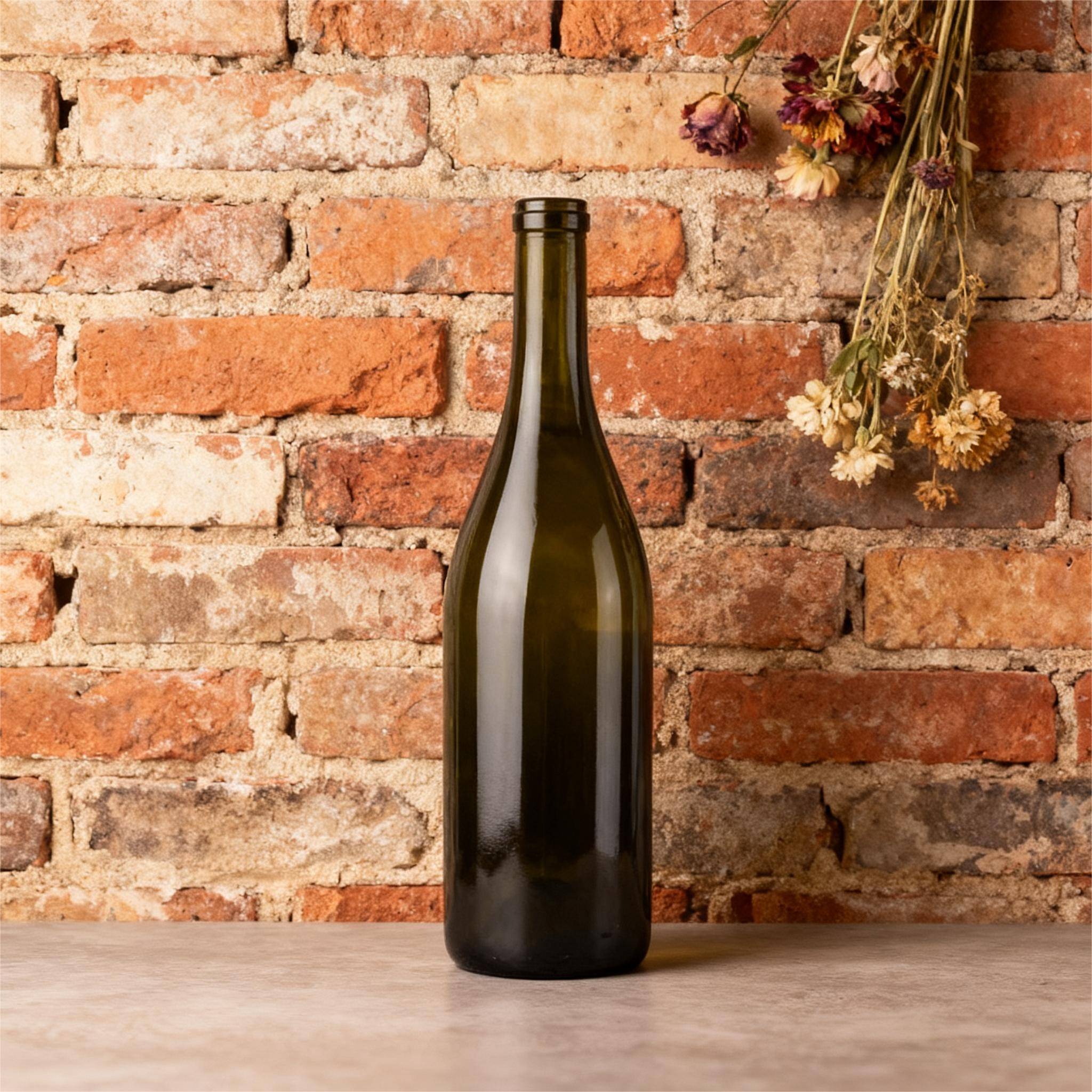 Classic Slope Shoulder Burgundy Glass Bottle Cork Top 750ml For Pinot Noir 560g 2709K-2