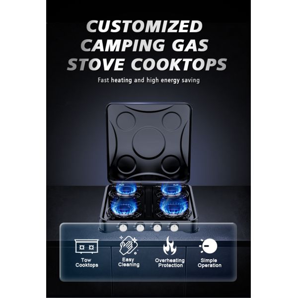 Windproof Durable 4 Burner Portable Butane Gas Stove for Outdoor Cooking