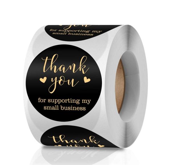 Cartoon Stickers Logos Roll Vinyl Kraft Thank You Stickers Print Custom Round Adhesive Paper Sticker Roll