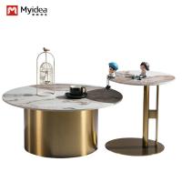 Prise en charge de la personnalisation Table à café contemporaine de style minimaliste en métal Petit support de plaque de roche moderne pour salon Chambre à coucher Hôtel Utilisation à domicile Servir du thé