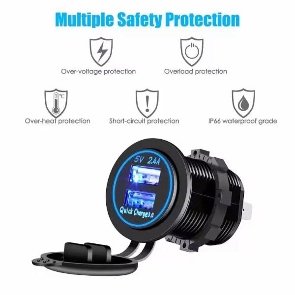 Cargador de coche SmartDual Carga Rápida QC3.0 + Salida Inteligente 2.4A