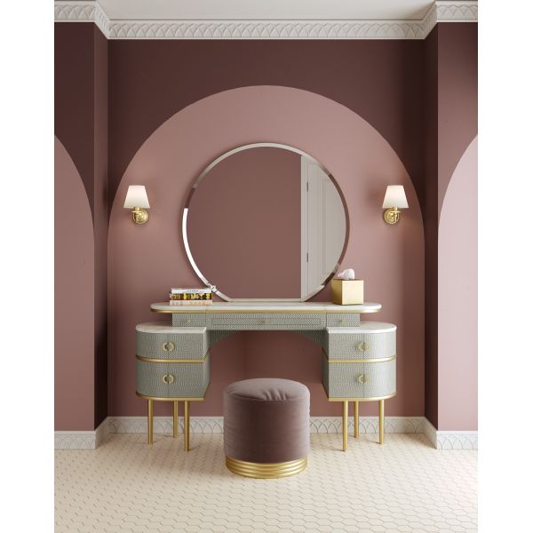 Mirrored Makeup Vanity Desk Dressing Table Chair Set ODM