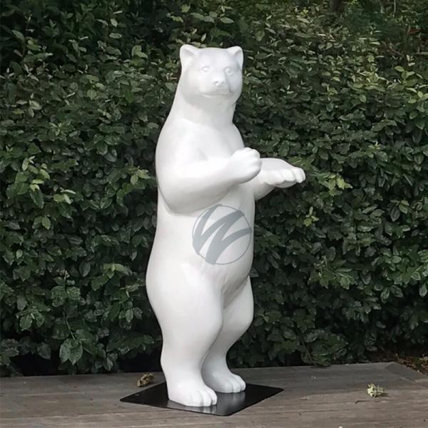 Large White Standing Bear Sculpture (2M Height) - Durable FRP Outdoor Decorative Art
