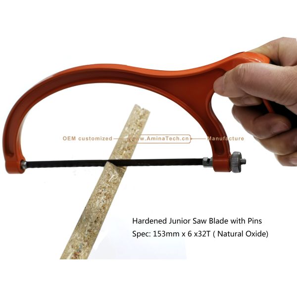 Hardened Junior Saw Blade with Pins Spec: 153mmx6x32T ( Natural Oxide) Cutting wood,Plastic,Low-hardness metal