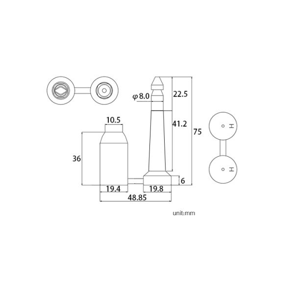 ABS Plastic Bolt Security Seals 75*48.8*19.8mm Customized Color