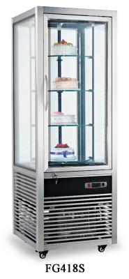 Fan Cooling Fast Cool All-sides Glass Refrigerated Cake Showcase 418L Electricity Power Source