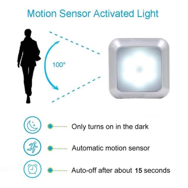 DC6V 5000K Battery Operated Motion Detector Night Light Wireless Kitchen Cabinet Lights