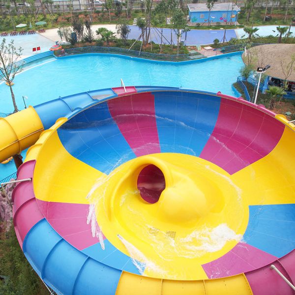 High Speed Space Bowl Water Slide Space Bowl Slide 10m FRP Thrill Ride Water Park Equipment 