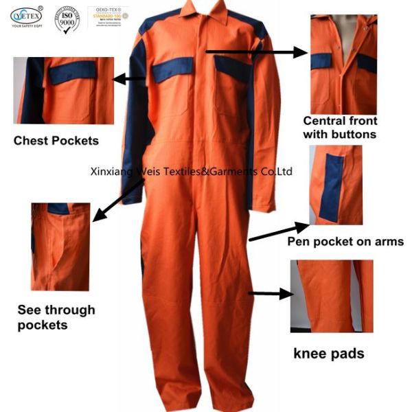 Two Tone Blue Red Fr Coveralls Ripstop Safety Industrial Welding EN11611