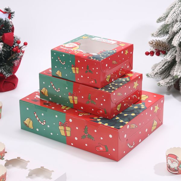 Cajas de regalo navideñas de lujo 2025, embalaje de papel kraft, festivas, cajas de regalo personalizadas impresas para la temporada navideña