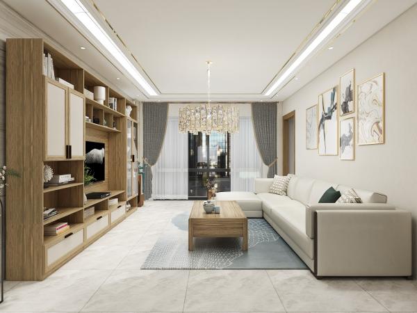 New House Custom Size Made Panel Furniture Of TV Wall Unit By Tall Cabinets And Display Shelves With Storage Racks