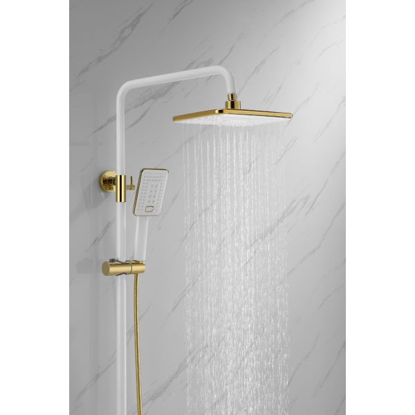 Slide Bar Hotel Golden Waterfall Shower Set Complete With Stainless Steel Bar Shower Head