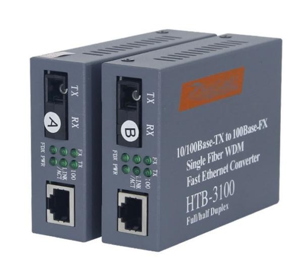 Relação ótica do SC do dispositivo da conversão do transceptor 100m HTB-3100A/B da fibra do único modo