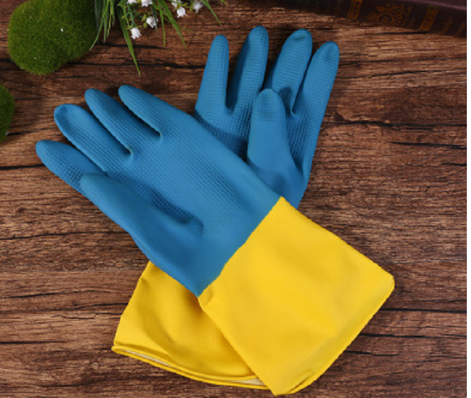 Biolor Latex Household Gloves Flock Lined Kitchen Dishwashing Rubber Gloves