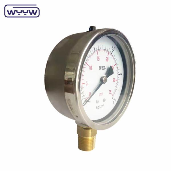 Novo produto, caixa cromada da baioneta 1/2bsp barra de entrada radial psi 4 manômetro do manômetro de pressão com glicerina