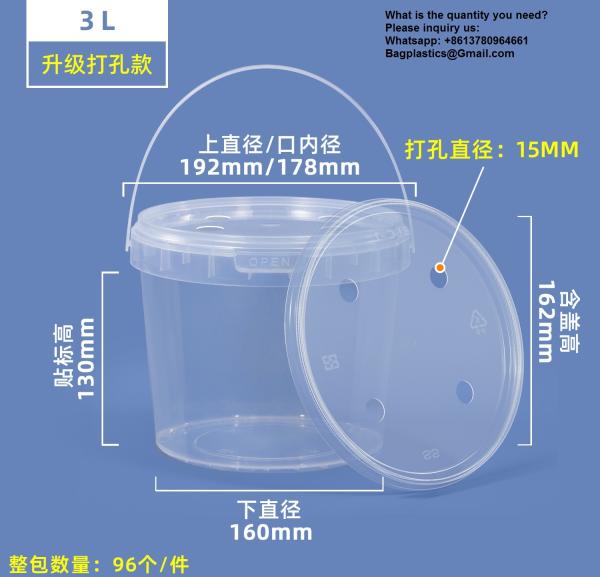 Disposable PP Clear Party Mick Tea Bucket 1000ml Plastic Cup With Handle And Lid For Juice Manufacturer Cheap Square Clear Custom Printed Candy Popcorn Cookie Plastic Bucket With Lid