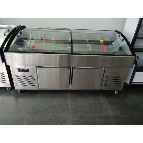 Seafood Barbecue Fruit Fishing Preservation Display Cases Glass Ladder Ice Table