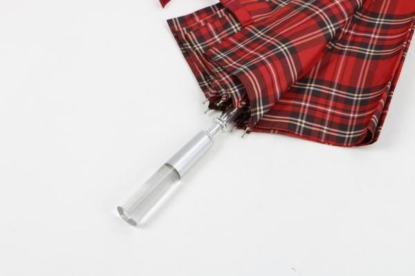 27 Inch Manual Windproof Golf Umbrellas Red Tartan Fabric Acrylic Handle